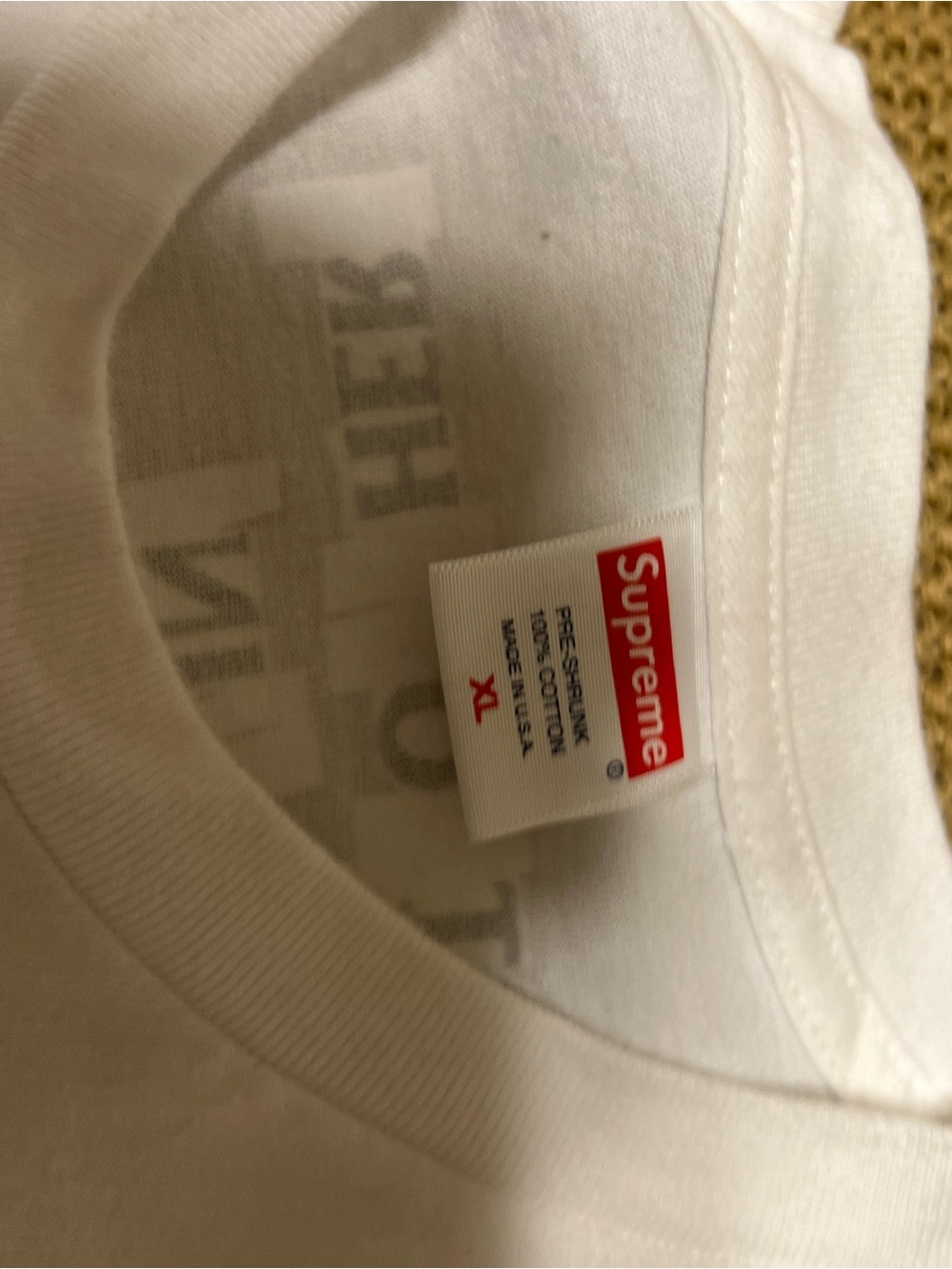 Supreme White Graphic Photo Tee with Red Logo Accent - Picture 3 of 4